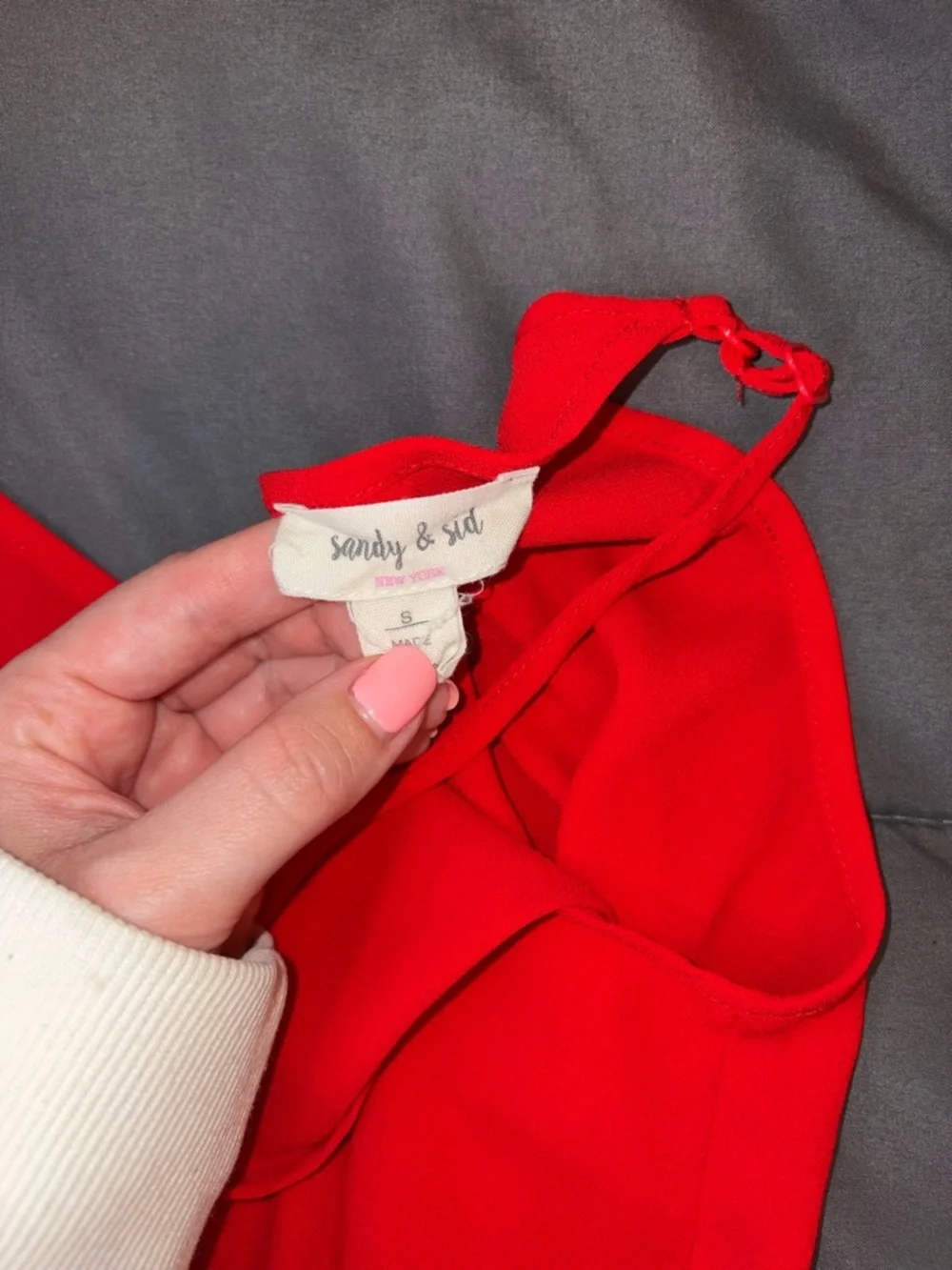 Sandy & Sid Red V-Neck Camisole Tank Top Size Small Adjustable Straps - Picture 3 of 5